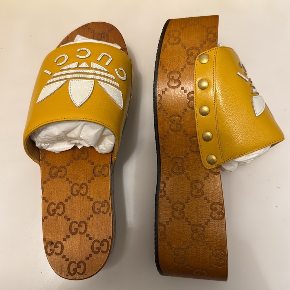 Authentic Gucci x Adidas wooden Platform Slides - Picture 9 of 16